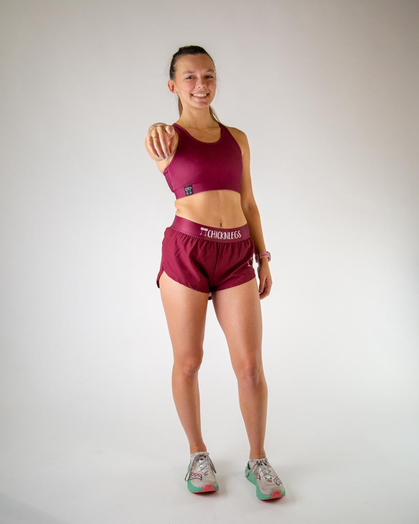 Women's Maroon 1.5" Split Shorts
