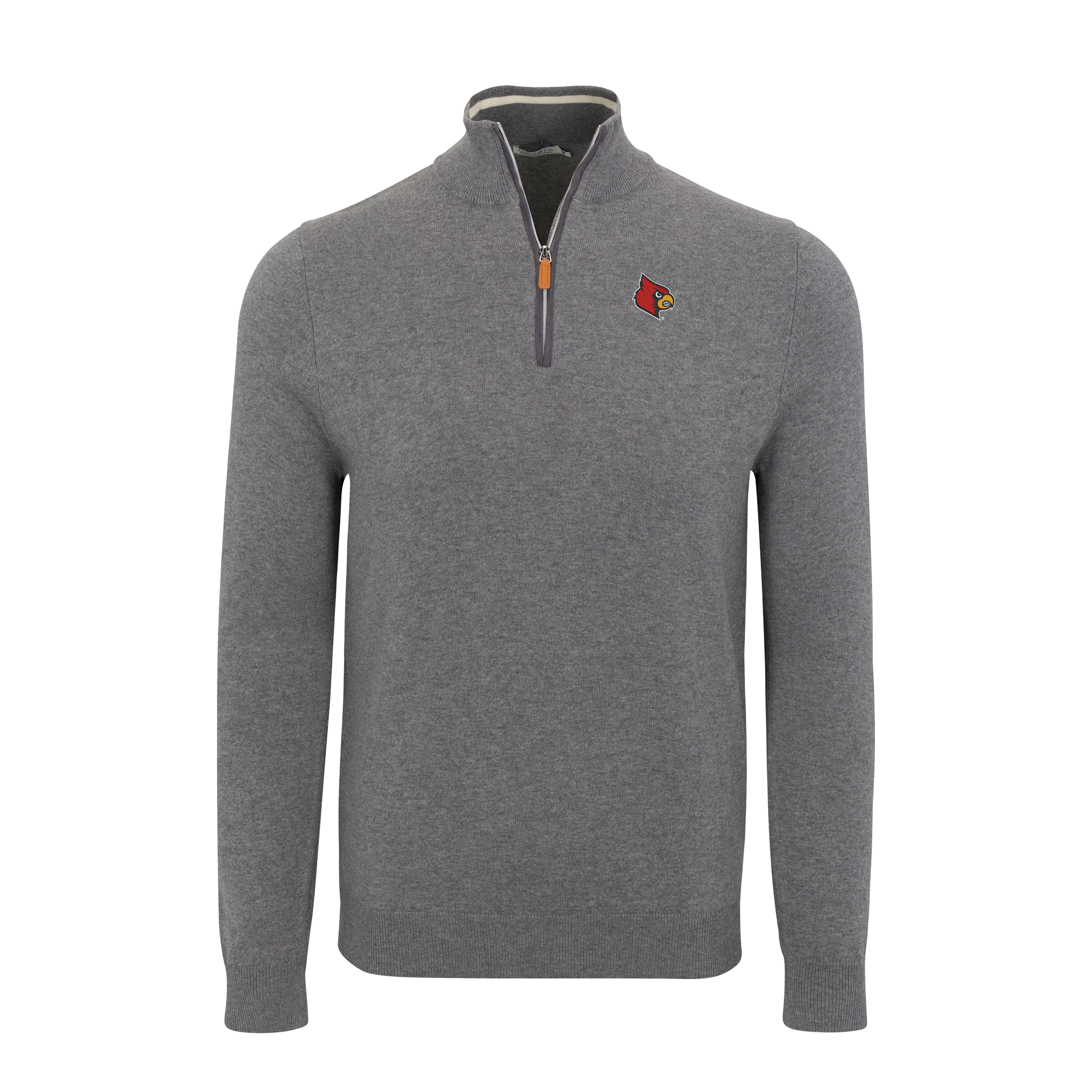 Louisville Grey with Grey Trim Luxury Touch Cotton and Cashmere Quarter Zip Sweater
