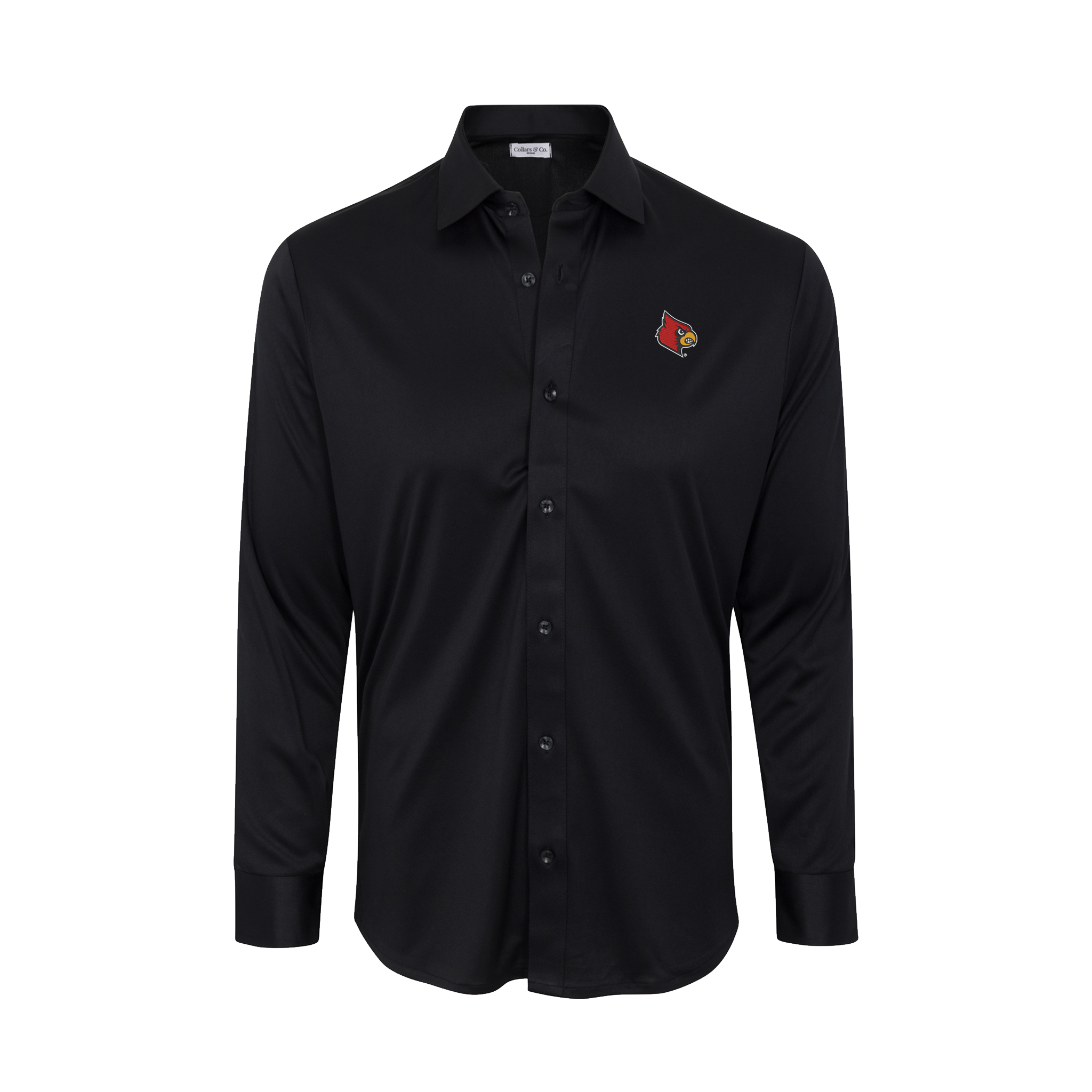 Louisville Quattro Flex Dress Shirt with Semi-Spread Collar Black
