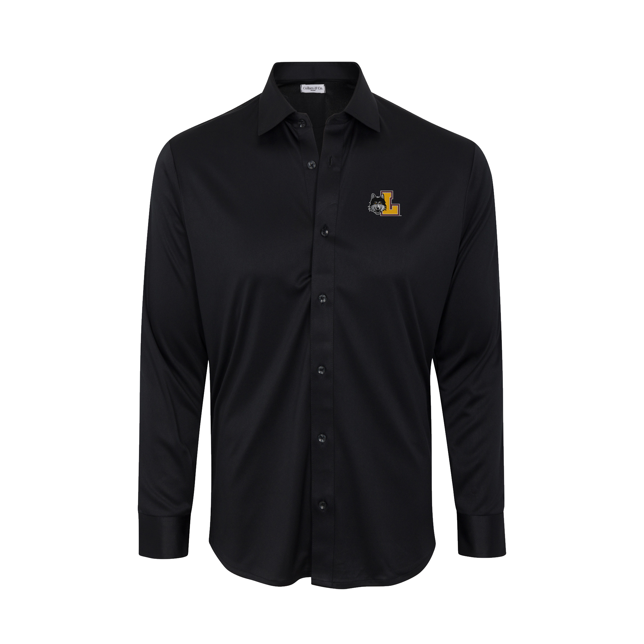 Loyola Chicago Quattro Flex Dress Shirt with Semi-Spread Collar Black